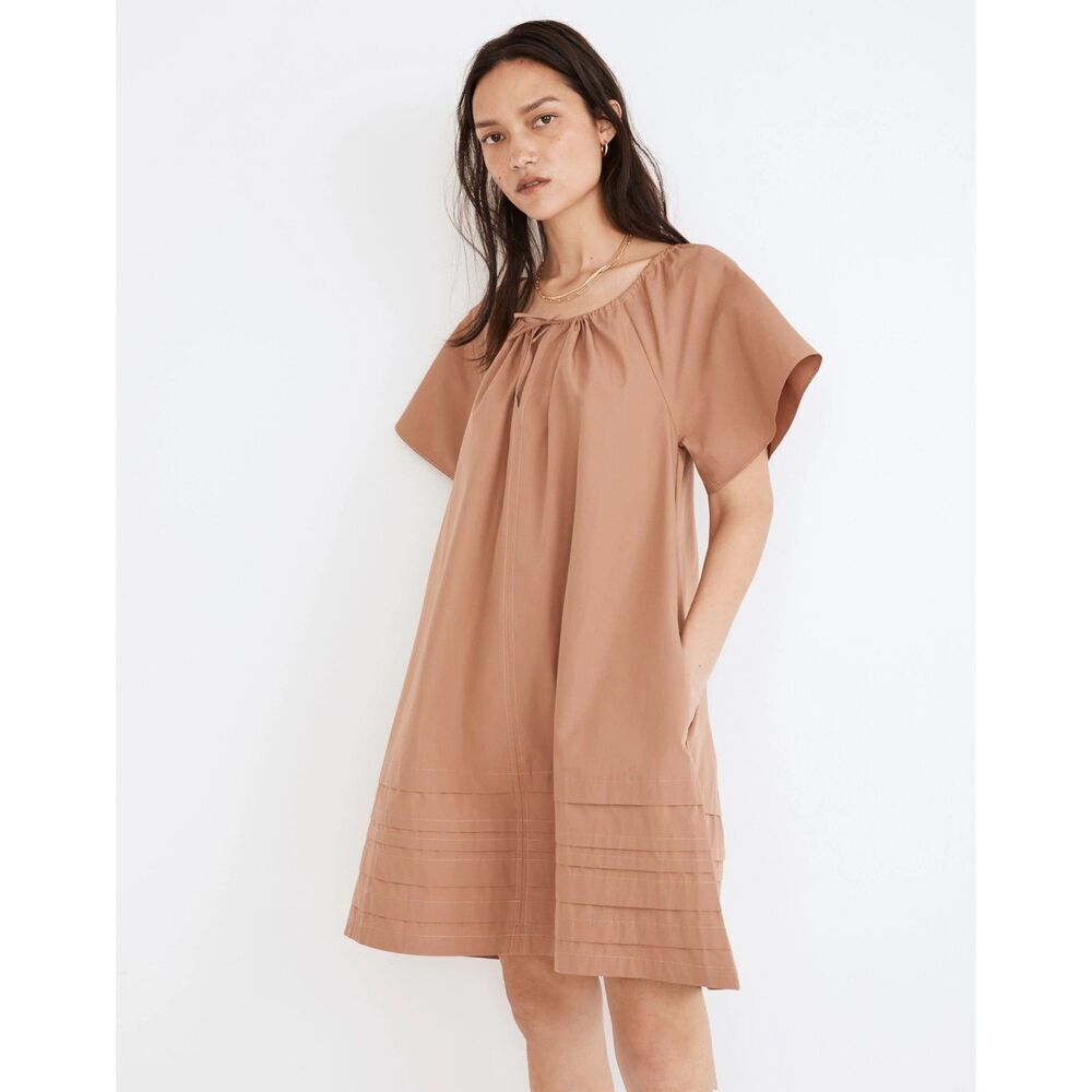 Madewell Short Sleeve Mini Dress in Warm Tan